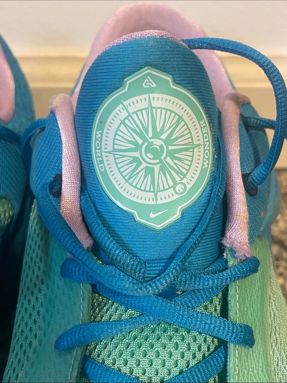 Nike Teal Blue Pink Basketball Sneakers ZOOM Freak 4.